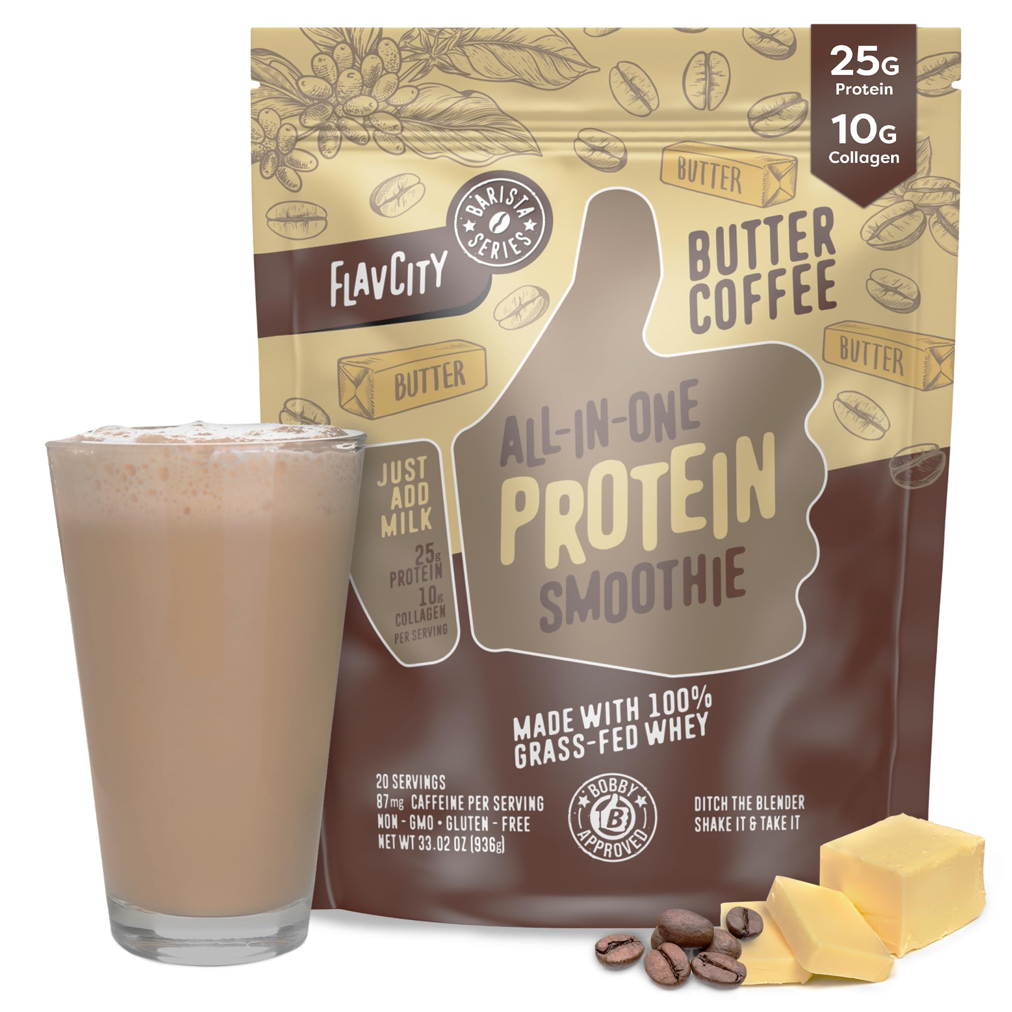 Mua FlavCity Protein Powder Smoothie, Butter Coffee 100 GrassFed