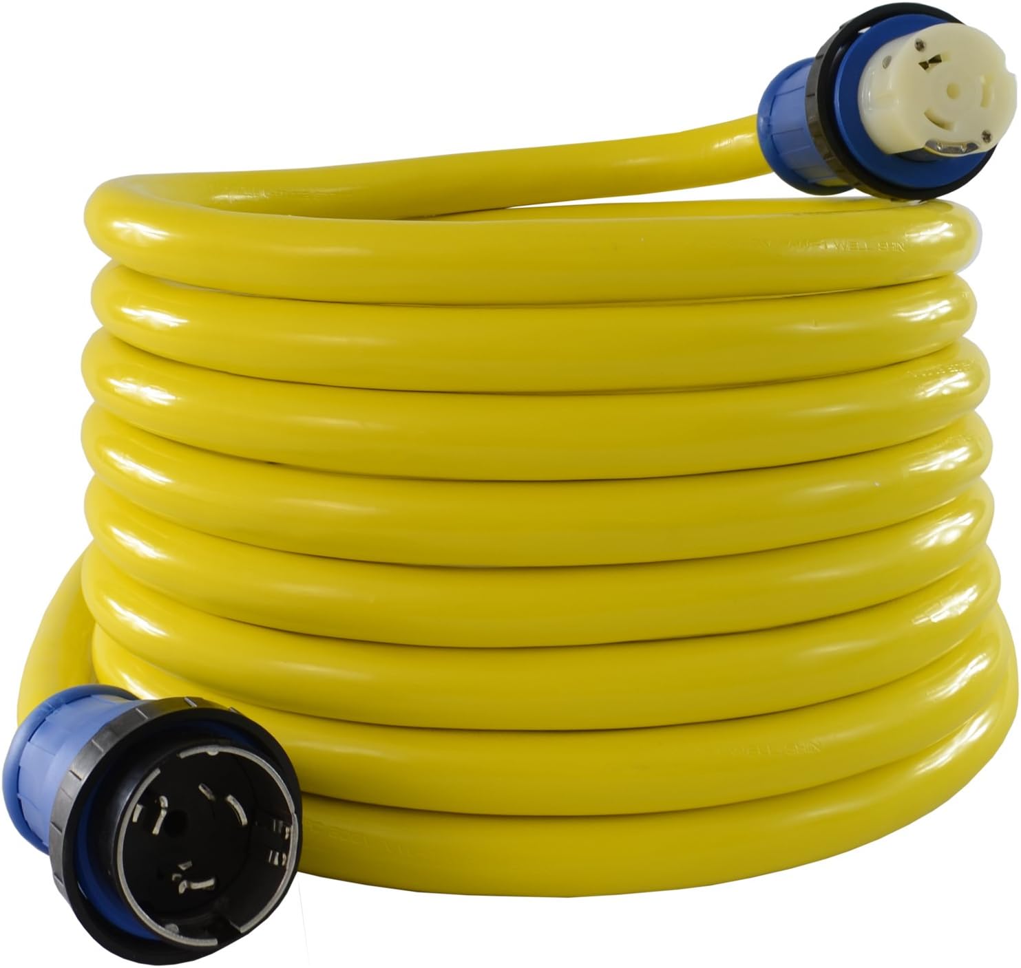 Conntek 50 Amp 125/250-Volt Marine Shore Power Extension 4 Wires Cord with Threaded Ring (Yellow 50-Feet) : Boating Shore Power Cords : Sports & Outdoors