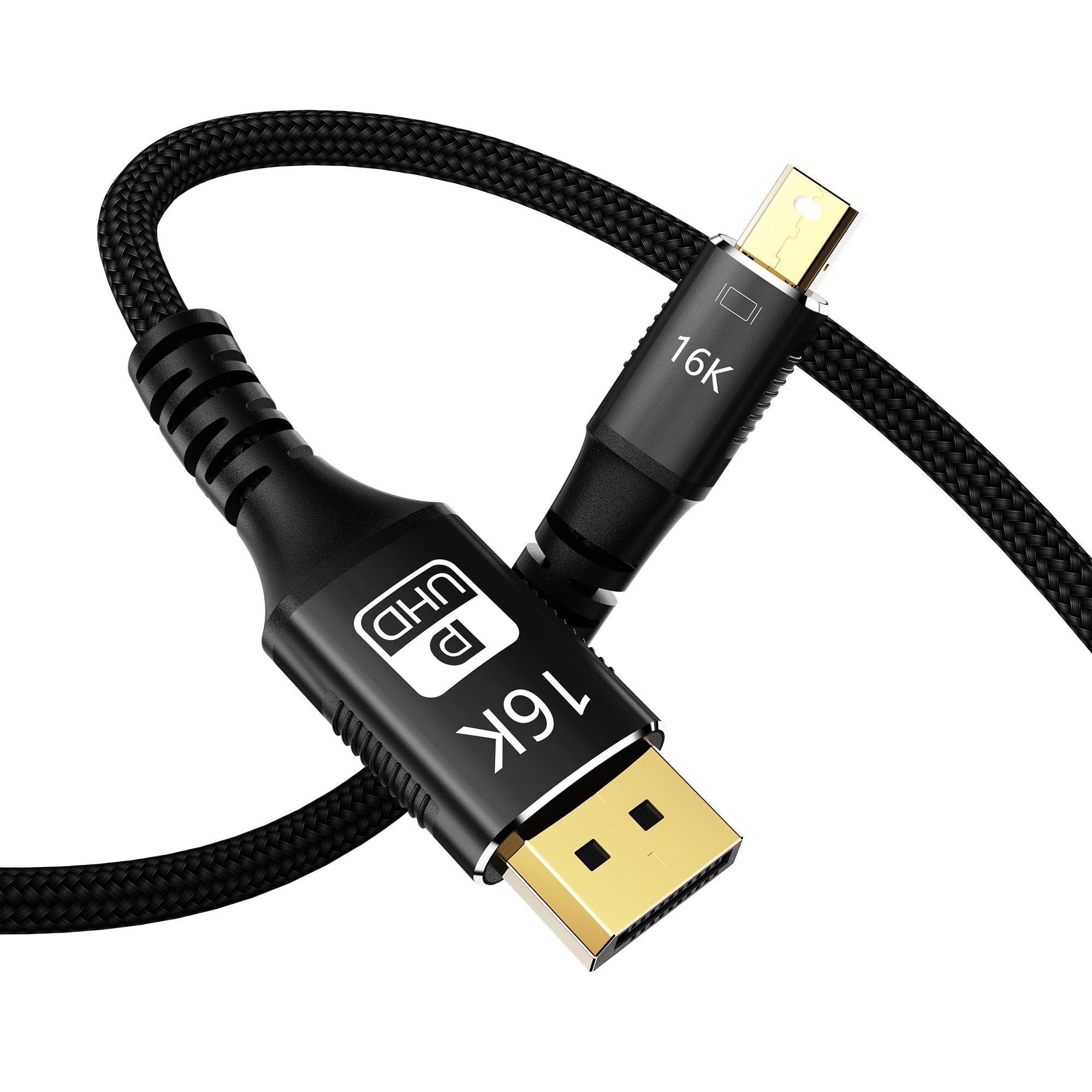 Photo 1 of 16K Mini DisplayPort to DisplayPort Cable, Bi-Directional Mini DP to DP 2.1 Cable 16K@60Hz, 8K@120Hz, 4K@240Hz, 80Gbps HD [Thunderbolt 2 Compatible] Aluminum Shell, for Laptop, MacBook, Monitor,6.6FT