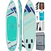 UPWELL 10'6"/11'/11'6" Inflatable Paddle Board, Stand Up Paddlboard for Youth & Adults, Stable Design, Premium SUP Accessories, Backpack, Leash, Hand Pump, Fins