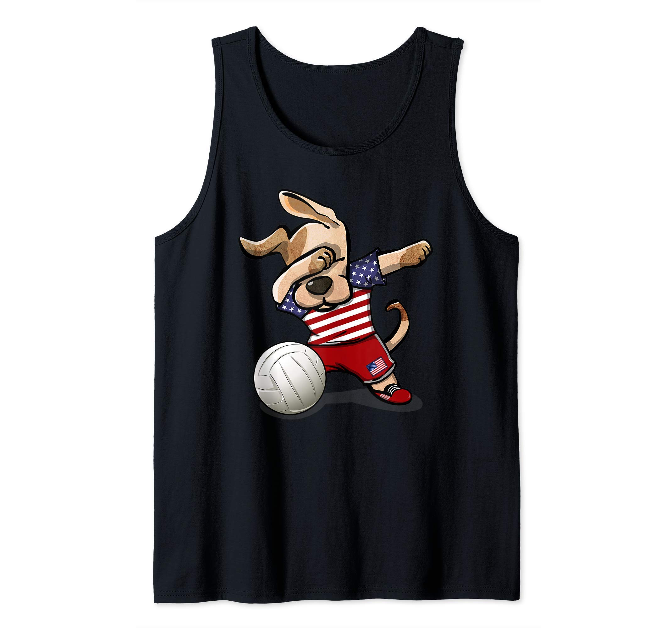Dabbing Dog Proud United States Volleyball Lovers US Flag Tank Top