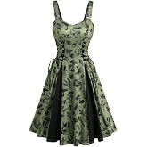 LUNARA Gothic Skulls Butterfly Mushroom Halloween Dress | Womens Dress, Cosplay Costumes, Gothic Dress, Punk Lace Up,Halloween Dress, Witch Vampire Dress,Party Dress, Vintage Dress