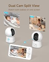 ARENTI 1080P Dual Baby Monitor Split Screen 2 PTZ Cameras 5 Inch view 3