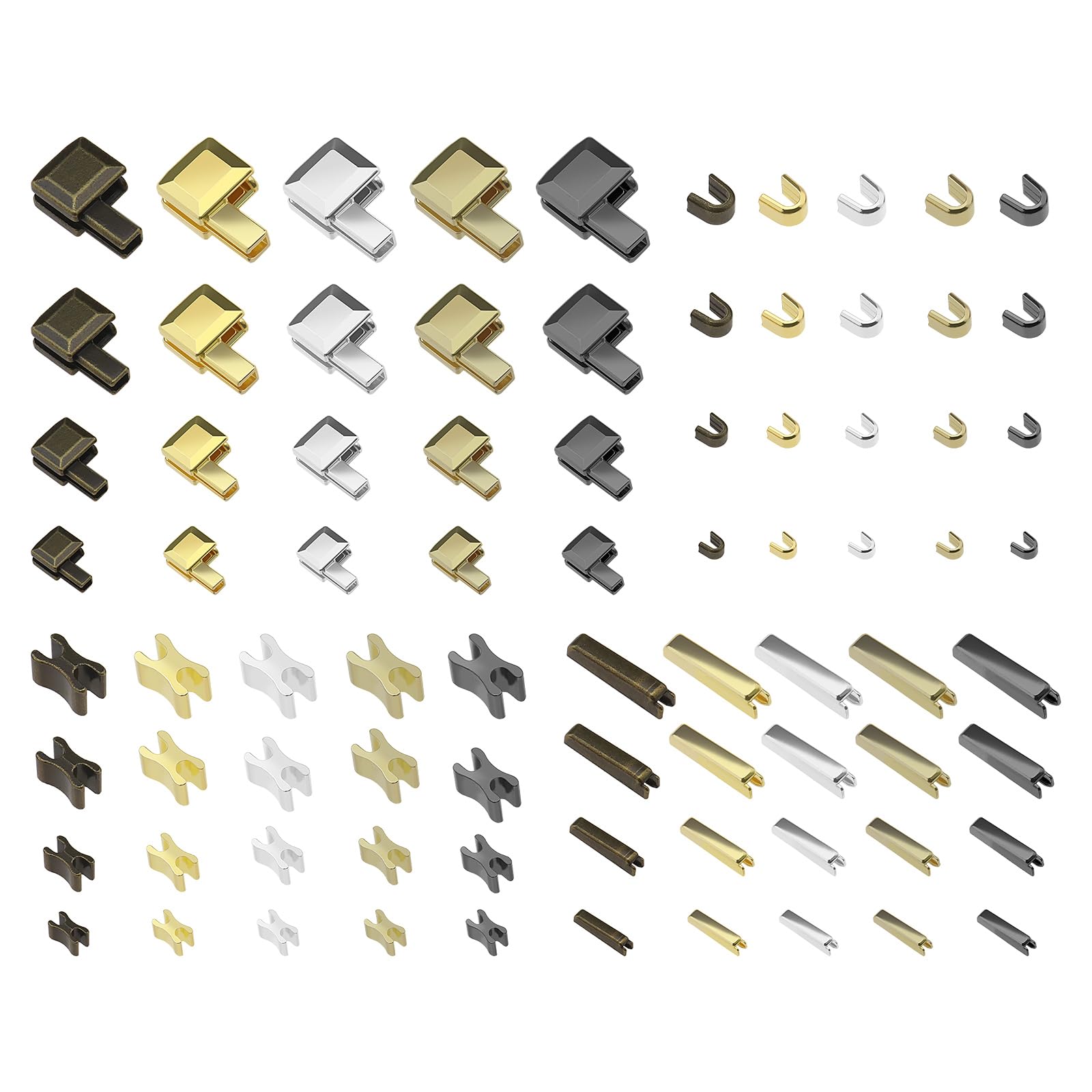 ECSiNG 20 Sets Zip Repair Kit #3#5#8#10 Metal Zipper Latch Slider Retainer Insertion Pin Zipper Bottom Stopper for Clothes Backpack Tents Luggage 5 Colours