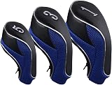 Andux Golf 460cc Driver Fairway Wood Head Covers Set of 3 Blue