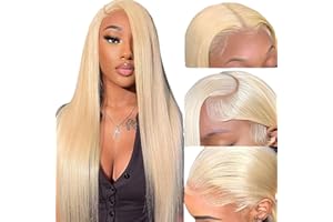 CGCFOYM 613 Lace Front Wig Human Hair 13x4 HD Transparent Straight Wigs Human Hair Blonde Lace Front Wigs Human Hair Pre Plucked Glueless Wigs Human Hair Blonde Lace Frontal Human Hair Wigs 180% Density