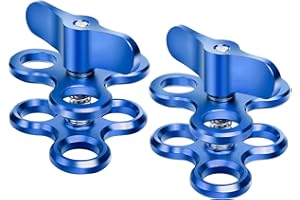 LetonPower 3-Hole 1" Aluminum Underwater Camera Clamp Ball Mount (2-Pack) - Underwater Bracket for Diving Light Arms & Camera Trays, Saltwater-Resistant Adapter for Scuba Photography/Videography Gear