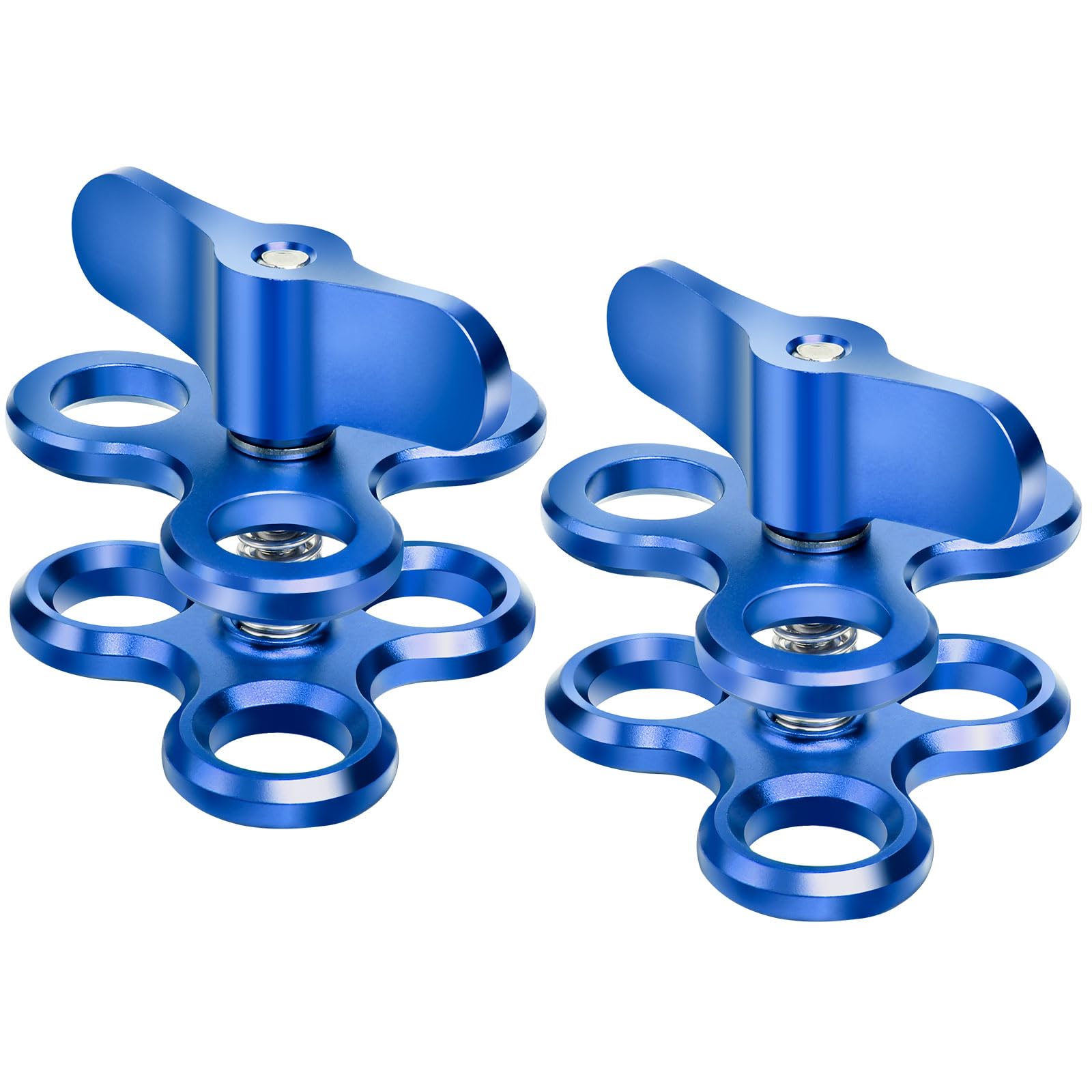 LetonPower 3-Hole 1" Aluminum Ball Clamp Mount (2-Pack) - 360° Rotating Underwater Bracket for Diving Light Arms & Camera Trays, Saltwater-Resistant Adapter for Scuba Photography/Videography Gear