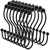 Bathway Shower Curtain Hooks Shower Curtain Rings Black Shower Curtain Hooks RustProof Smooth Metal Double Shower Curtain Hook, Shower Hooks for Shower Curtain Liner Bathroom Shower Rod Hook