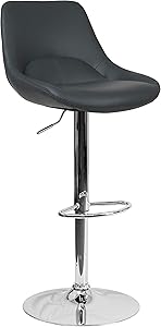 Flash Furniture Contemporary Gray Vinyl Adjustable Height Barstool with Chrome Base