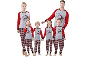 JOYOND Christmas Family Pajamas Matching Sets, Classic Plaid Xmas Sleepwear for Family Mens Womens