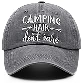 Waldeal Embroidered Camping Hair Don't Care Hat Adjustable Washed Baseball Cap for Women Men