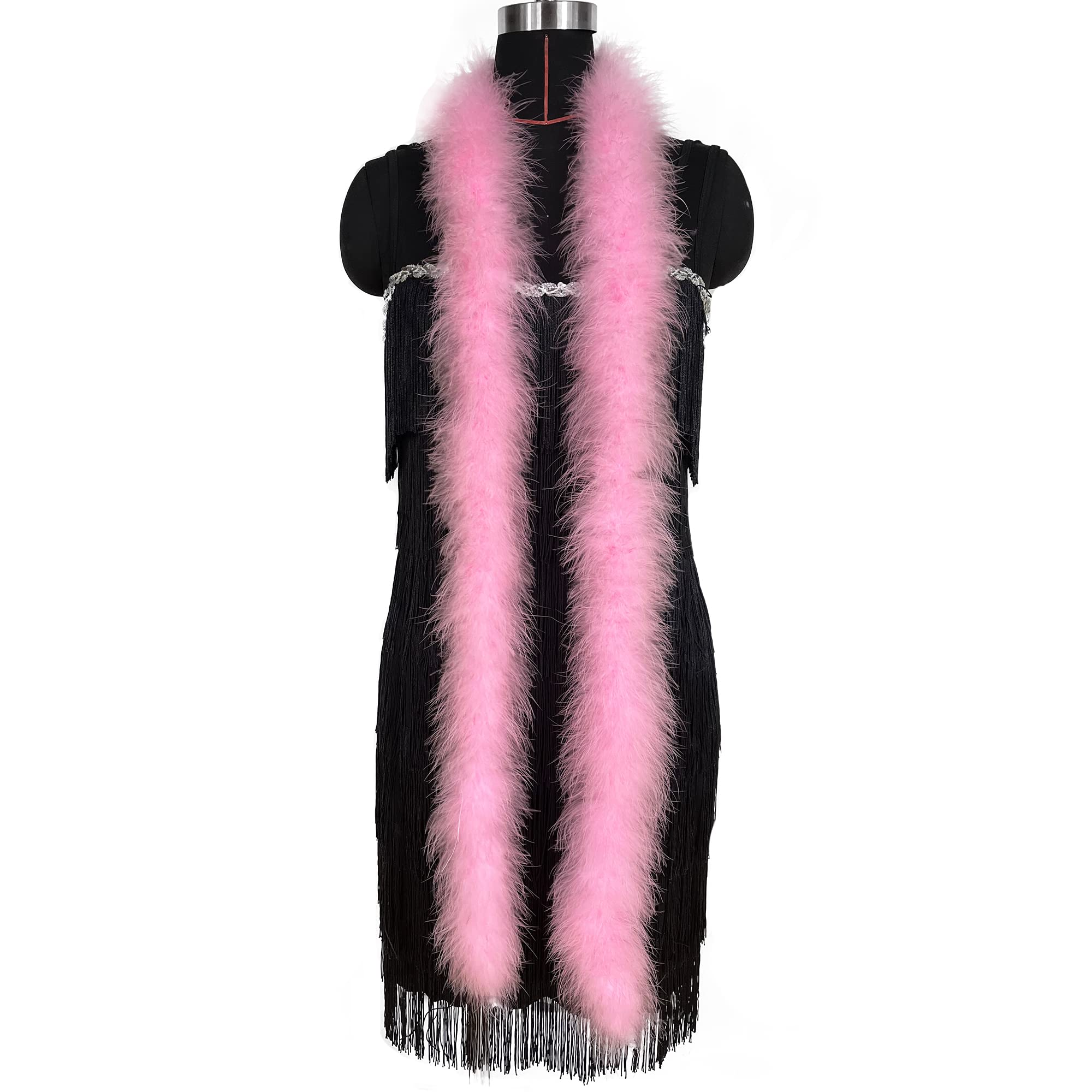 Photo 1 of 2 Yards 20g Fluffy Marabou Feather Boa for DIY Craft Sewing Trim Home Wedding Party Decoration-Light Pink