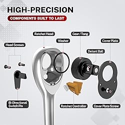 TOMMARS Ratchet Set 1/4" 3/8" 1/2" Drive Ratchet