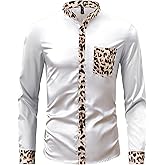 ZAFUL Men's African Shirt Hipster Tribal Graphic Patchwork Slim Fit Tee Long Sleeve Button Down Mandarin Collar Shirts