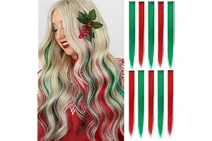 eastsecret 10 PCS Rainbow Hair Clips Colored Hair Extensions Clip in Hair Extensions Colorful Synthetic 22inch Long Straight Highlight Hairpieces for Women Girls Kids Christmas Party Daily Gift