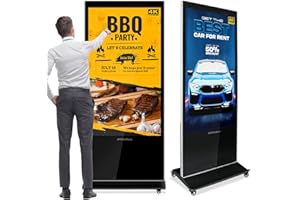 AYSTekMann 65" Digital Signage Displays, 4K LCD Capacitive Touch Screen Floor Standing Digital Signage Player, Indoor Digital Adverstising Kiosks with HDMI Input, Android 11(4+64GB)