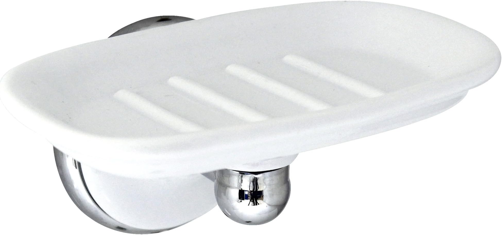 MODONA Porcelain Soap Dish - White Porcelain & Polished Chrome - Arora Series - 5 Year Warrantee