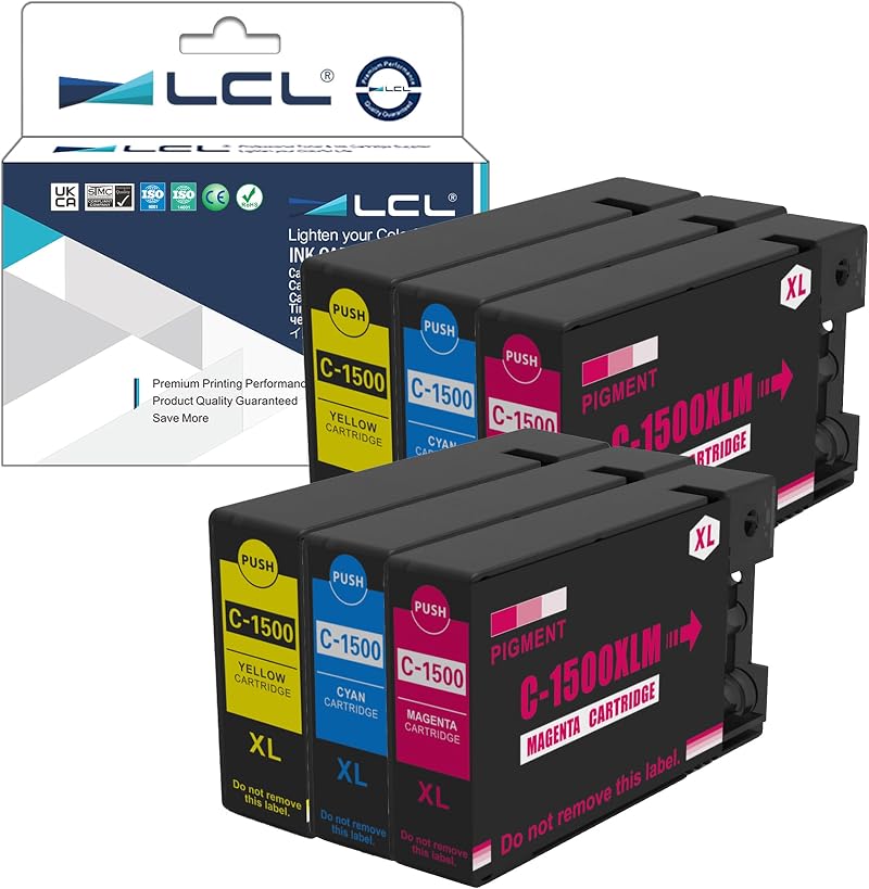 LCL PGI-1500XL Ink Cartridge 6pk Cyan Magenta Yellow for Canon MAXIFY MB2000