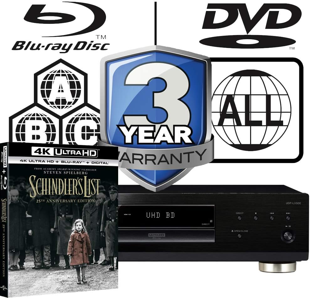 Pioneer UDP-LX500 MULTIREGION Bundle with Schindlers List 25th Anniversary 4K UHD Disc - 2 Items