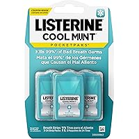 Listerine Cool Mint Pocketpaks Breath Strips Kills Bad Breath Germs, 24-Strip Pack, 3 Pack