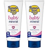 Banana Boat 100% Mineral Baby Sunscreen Lotion SPF 50 Twin Pack | SPF 50 Sunscreen for Babies, Baby Sunblock Lotion, Oxybenzone Free, 6oz each