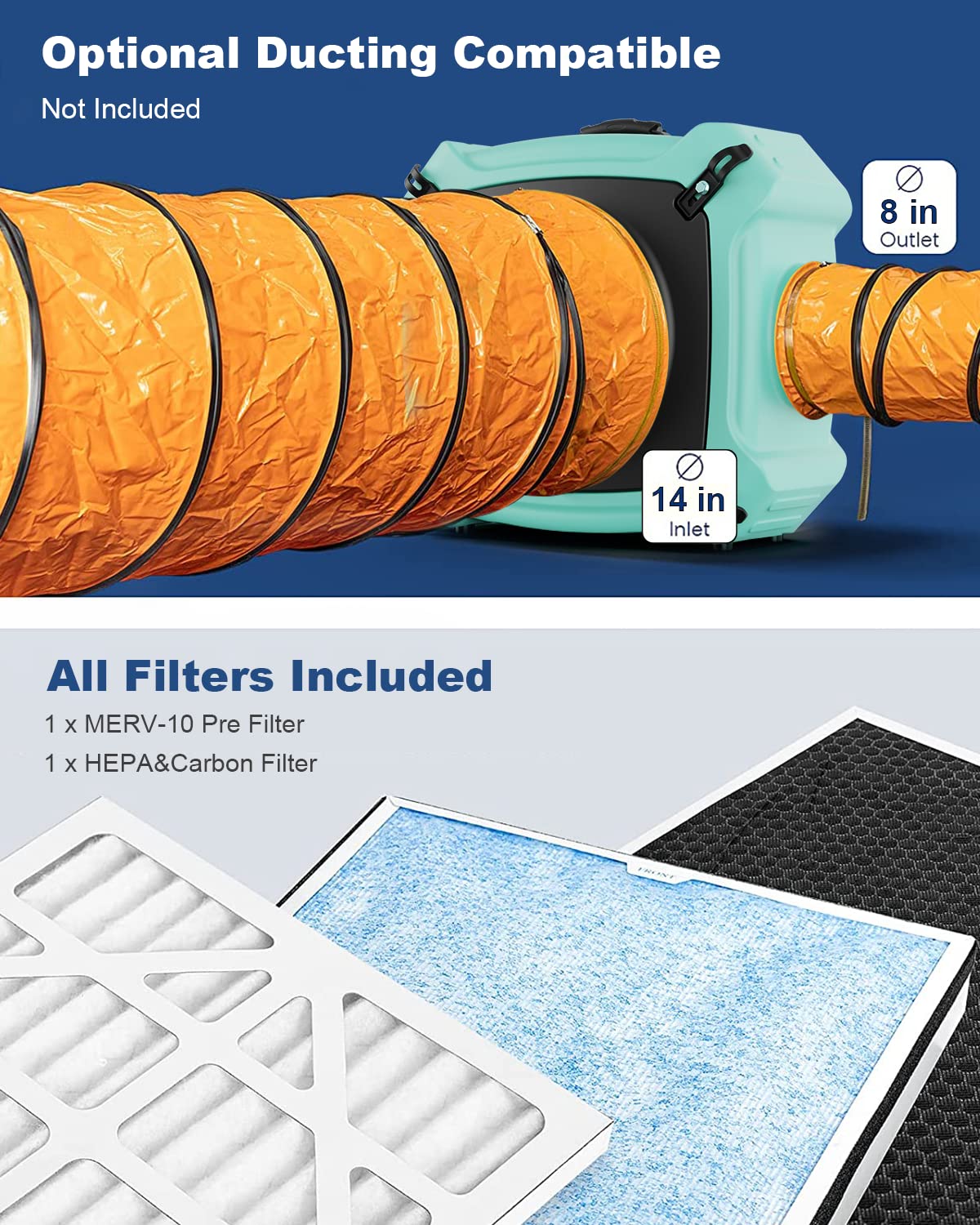 ALORAIR PureAiro HEPA Max 770 industrial Air Scrubber, 3-Stage Filtration System, GFCI Outlet, Negative Air Scrubber Water Damage Restoration Interior Decoration, Green