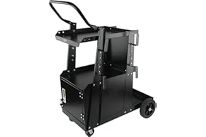 VEVOR 2-Tier Welding Cart, Welder Cart Heavy Duty with Anti-Theft Lockable Cabinet, 360° Swivel Wheels, Tank Storage Safety Chains for TIG, ARC, Plasma Cutter - 265LBS Static Weight Capacity