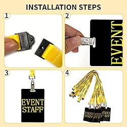 30 Pack Yellow Event Staff Lanyards with PVC Pass