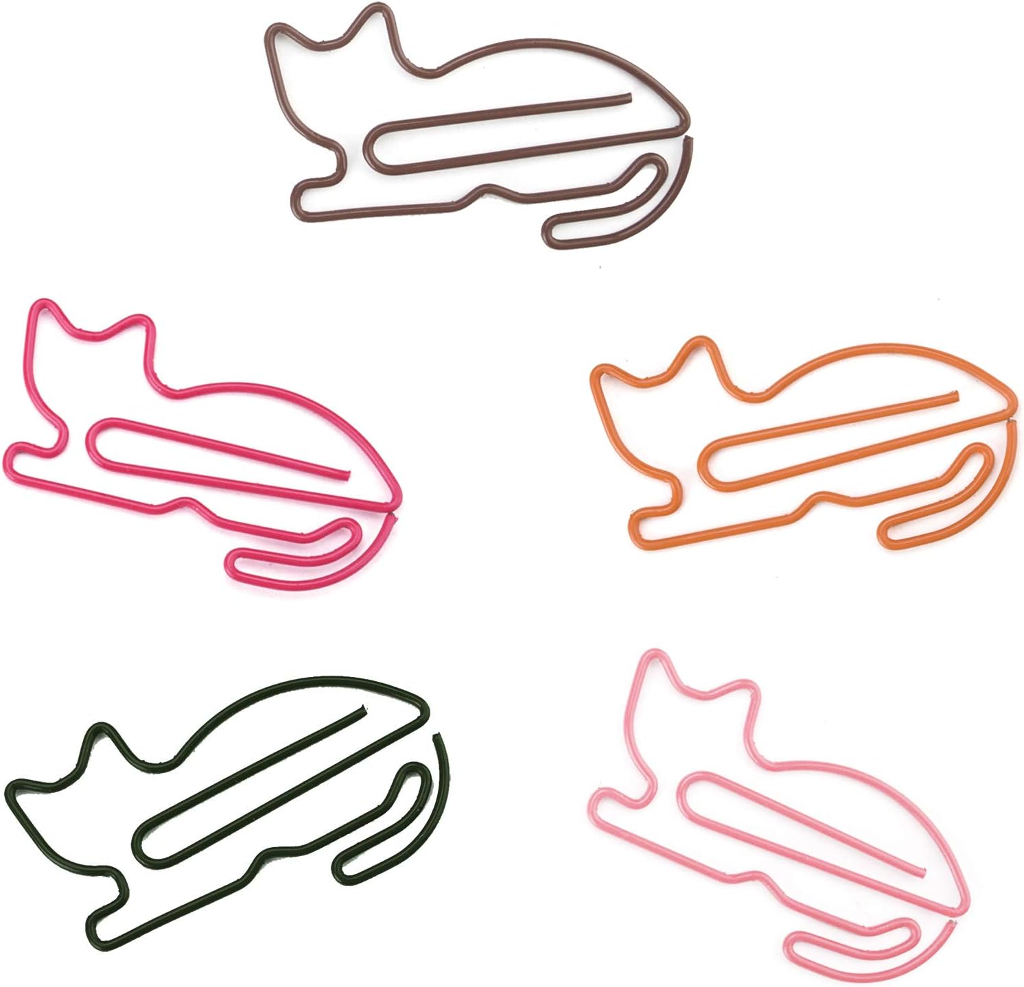 (Price/100 Clips) Cat Shaped Clips, 1 3/4"L x 1 1/4"W-Assorted-100 Clips