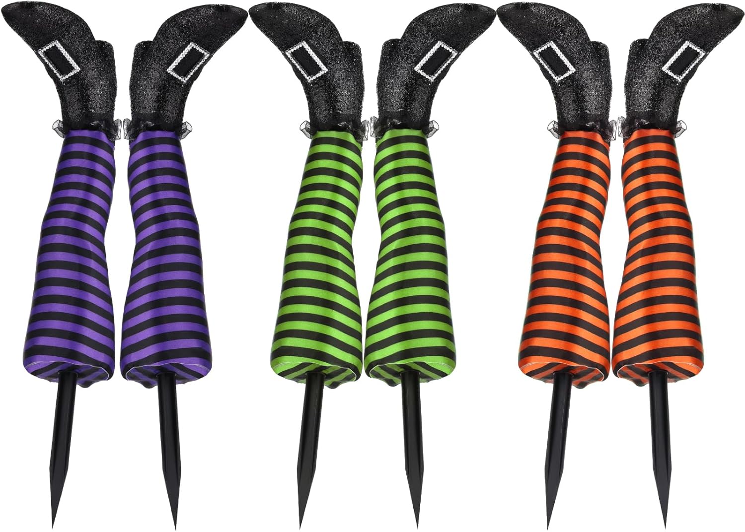 Decorative Garden Stakes - Barydat 6 Pcs 13.4'' Halloween Wicked Witch Legs Yard Stakes Upside Down Witch Legs Stakes Witch Leg Garden Stake for Indoor Outdoor Garden Lawn Patio Halloween Haunted House Prop Decorations