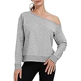 Hiverlay Women Off Shoulder Sweatshirts Long Sleeve Workout Croped Tops Oversized Pullover Sweatshirt Comfy Fall Outfits