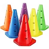 Suwimut 24 Pack Plastic Agility Cones, 9 Inch Soccer Cones Training Agility Field Marker Plastic Traffic Cone for Training, F