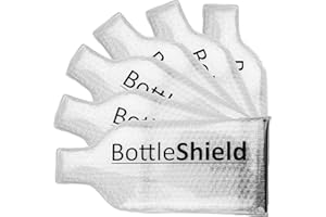 Liquid Spectrum Bottle Shield Reusable Wine Protector Travel Bag (6-Pack) - Unbreakable Bottle Sleeve, Leak Proof & Double La