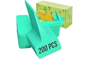 Plant Labels 200 Pcs Yuanling T-Type Plastic Garden Tags Waterproof Plant Sign Stakes Nursery Garden Makers for Seedlings Flower Vegetables Herb Potted Belt Permanet Marker Pen (Teal)