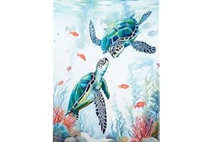 EIBEILI Diamond Painting Kits for Adults, Ocean Nautical Turtle 5D Diamond Art Kits for Beginner DIY Full Drill Diamond Dots Crystal Craft Kits for Home Wall Decor Gifts 11.8x15.7 inch