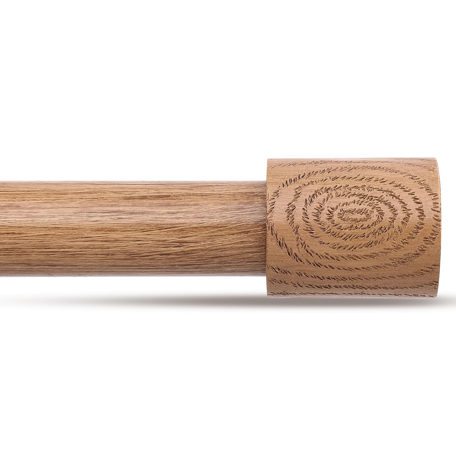 Photo 1 of JRZOO Wood Curtain Rods, 1'' Decorative Adjustable Rustic Farmhouse Drapery Rod, Heavy Duty Boho Curtain Pole for Windows 48 to 84 Inch with Imitation Wooden Grain Finials, (Light Wood/Unique Design)