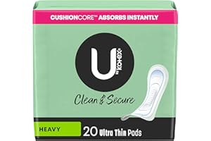 U by Kotex Clean & Secure Ultra Thin Pads for women (Previously 'Security'), Heavy Absorbency, 20 Count (Packaging May Vary)