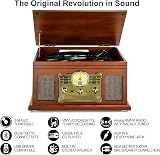 Mersoco 10-in-1 Bluetooth Record Player Mahogany 3-Speed Turntable view 6