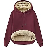 Gesean Women's Sherpa Lined Cotton Pullover Sweatshirts Fleece Hoodies Kangaroo Hooded Pocket for Women