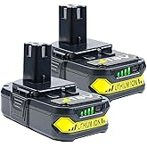 BOTKK 3.5Ah Replacement for Ryobi 18V Battery Compatible with Ryobi 18V Lithium Batteries P102 P103 P104 P105 P107 P108 P109 P190 P122 for ryobi 18 Volt Cordless Power Tools 2 Packs