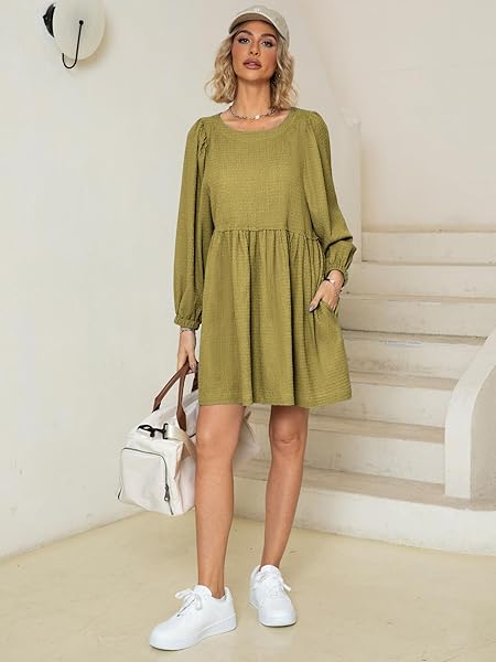 GLAMAKER WOMEN’S TENNIS DRESS SUMMER FLOWY BABYDOLL MINI DRESSES GREEN M