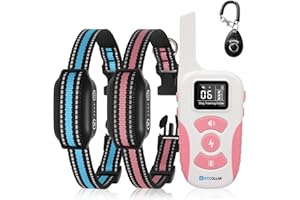 DTCOLLAR 2-in-1 Bark Collar & Shock Collar for Dogs, 3300Ft Dog Training Collar with Remote 2 Pack - Anti Bark/Beep/Vibration/Shock 4 Modes, IP67 Smart Dog E Collar with 5 Adjustable Sensitivity for All Breeds