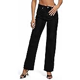 ETTELO Womens Jeans Hig Waisted Straight Leg Loose Stretchy Tummy Control Trendy Side Slit Jeans for Women 2025