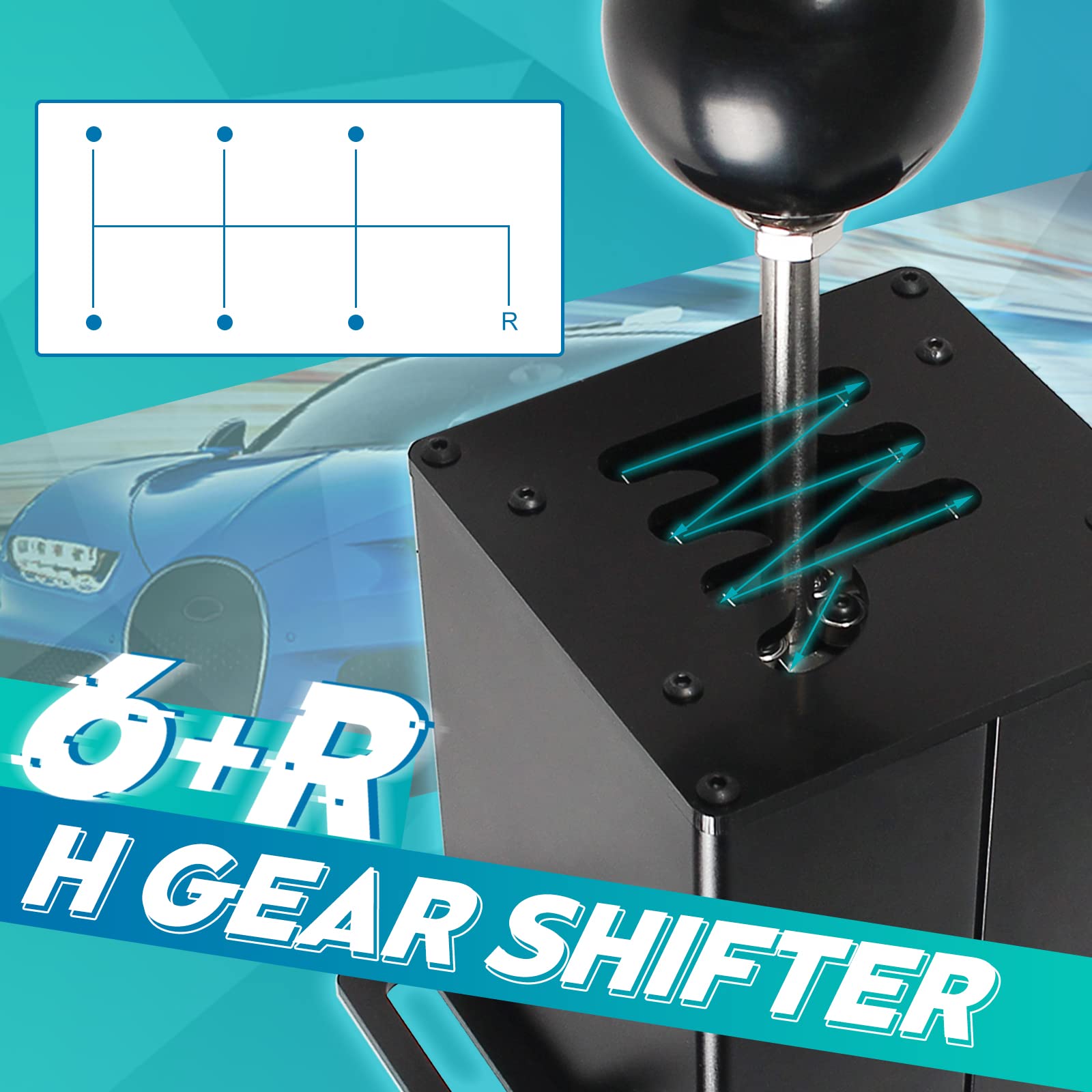 Dexepe PC USB Simulator Shifter Freno de mano de 64 bits con abrazadera en forma de L Kit de palanca compatible con ATS ETS Dust WRC Sim Racing Games Compatible con G29 G27 G25 G920 T300RS/GT Volante secuencial H