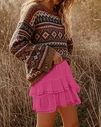 Lepunuo Womens Shorts High Waisted Skorts Flowy