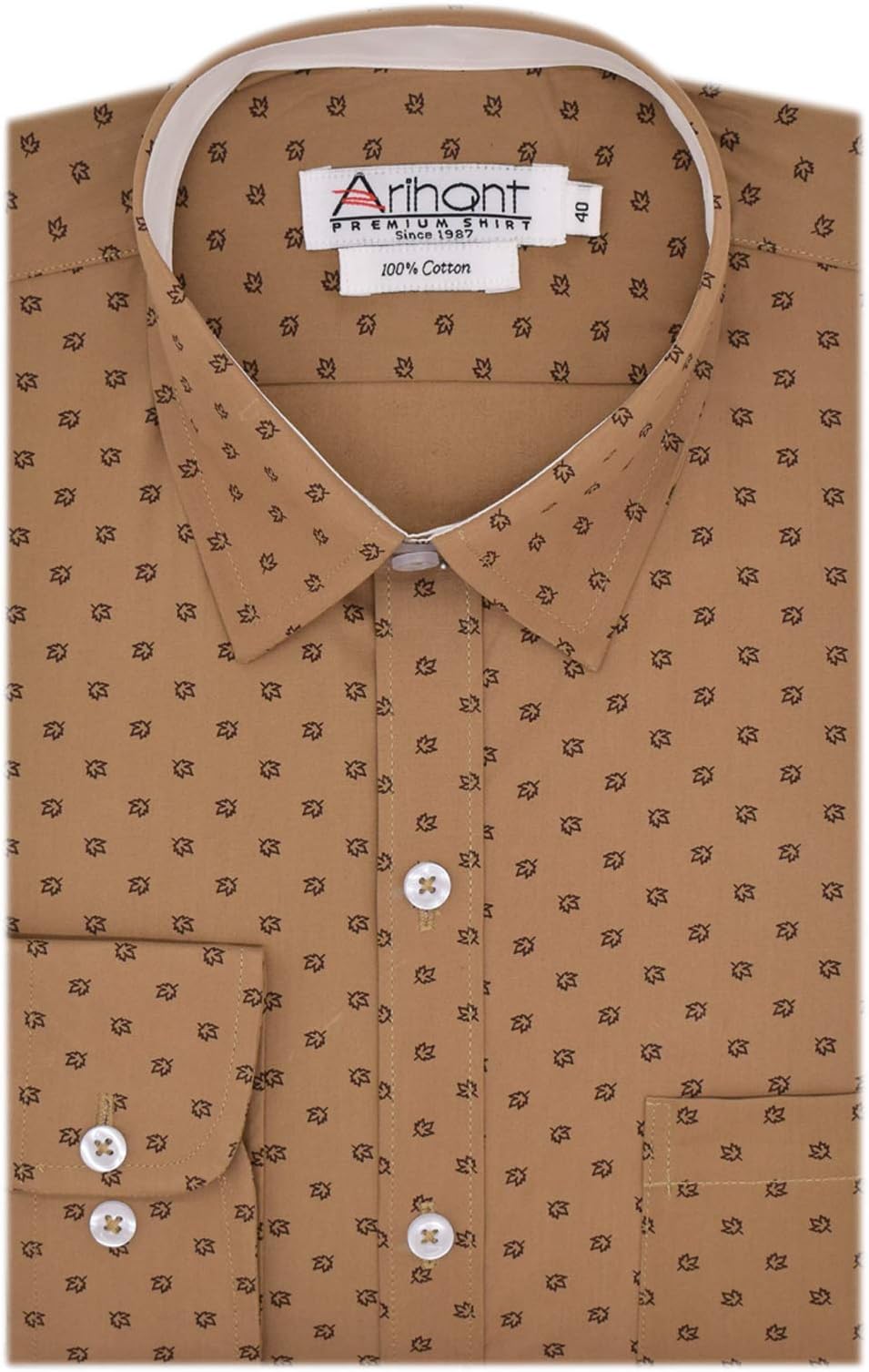 Arihant Men's 100% Cotton Printed Full Sleeves Regular Fit Formal Shirt for Men