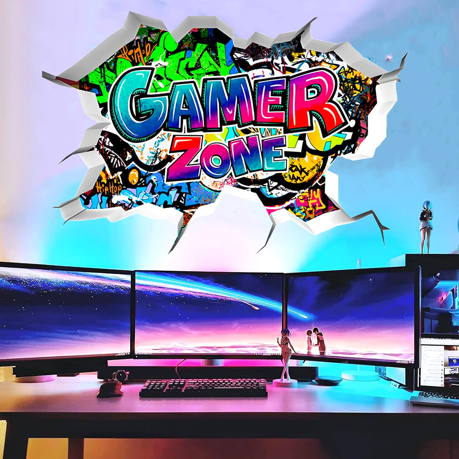 ARJDXDP Gaming Stickers for Wall, 3D Gaming Wall Sticker for Boys Bedroom, Xbox Wall Sticker for Playroom, Gaming Wall Art Stickers, Video Game Stuff for Teenager Boys Gifts Room Decorations