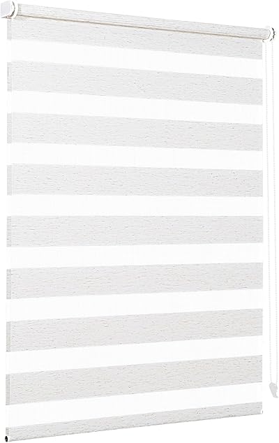 Sekey Doppelrollo Klemmfix ohne Bohren für Fenster, Doppelrollo 95 cm breit, Duo Rollo Jalousie Sonnenschutz, 95x150cm, Leinen