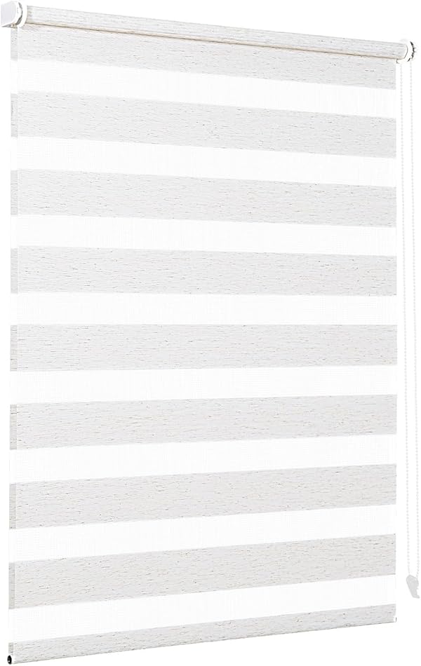 Sekey Doppelrollo Klemmfix ohne Bohren für Fenster, Doppelrollo 95 cm breit, Duo Rollo Jalousie Sonnenschutz, 95x150cm, Leinen